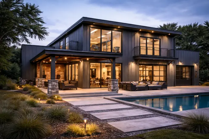 This style leans into steel, concrete, and exposed systems for a rugged, efficient build that’s both modern and durable.